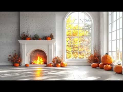 Fall Autumn Falloween Ambience Fireplace Burning Cackling Sounds Soothing Calming Relaxing