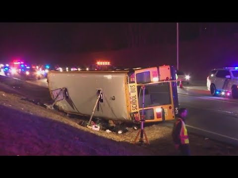 13 injured after school bus overturns on Garden State Parkway near Montvale, New Jersey