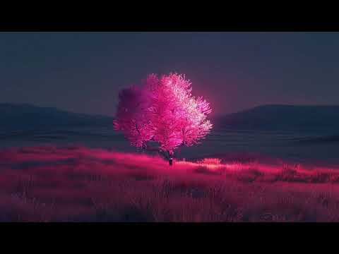 Wind Blowing Grass and Pink Tree in Forest Soft Wind Sounds Soothing Relaxing