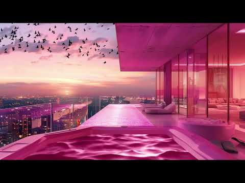 Sunset in High Rise Ambience Pink Balcony Jacuzzi Birds flying Calming Soothing Study 2 Hours