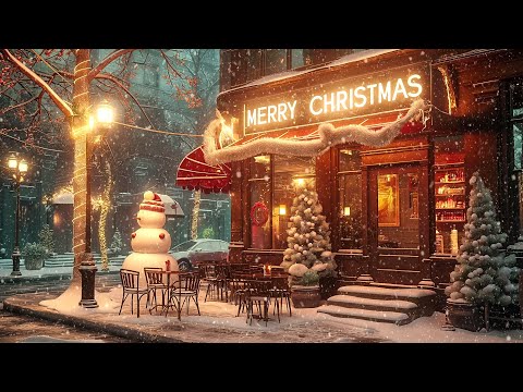 Snowy Jazz Music at Christmas Coffee Shop Atmosphere with Smooth Jazz Vibes and Warm Christmas