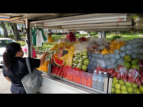 Penang, Malaysia 40 years, Fruit Truck Grandpa Real Cutting Skills