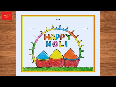 Happy Holi Drawing || Creating a Colorful Holi Festival Drawing Step-by-Step Tutoria || Happy holi