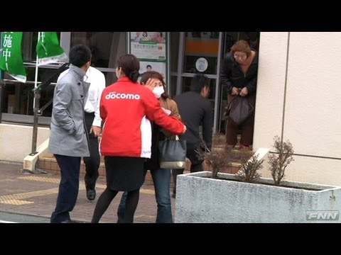 地震発生時 大船渡市の郵便局付近