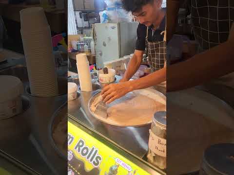 How Thai Ice Cream Rolls Are Made – Street Food Magic! 🇹🇭"