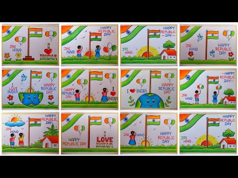 Different types of Republic day drawings | Republic day poster drawings| Happy Republic day drawings