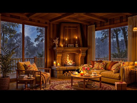 Smooth Jazz in a Cozy Reading Nook 📖 Relaxing Jazz & Crackling Fireplace for Work & Study