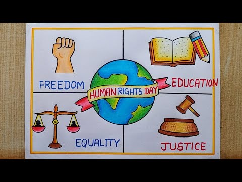 Human Rights Day Poster drawing easy,10th Dec| How to draw Human Right Day drawing| Law Day drawing