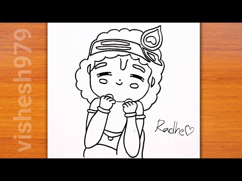 How to draw beautiful Krishna / easy krishna ji drawing / crishna ji drawing step by step