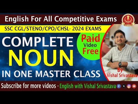 Noun | Full concept | Master Class| Examples | English Grammar for SSC CGL, CPO, Steno, CHSL, MTS