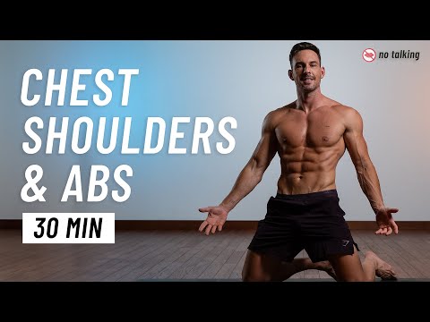 30 Min Upper Body Workout for Chest, Shoulders & Abs -  At Home, No Equipment