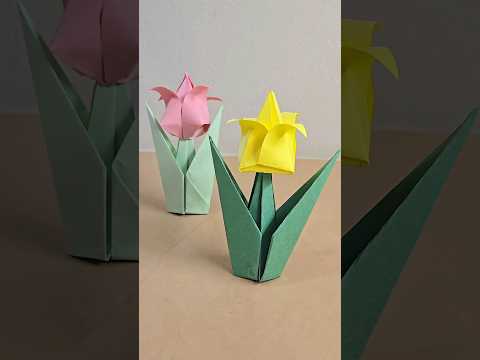 how to make paper flowers | tulip flowers |  paper crafts #short #papercraft