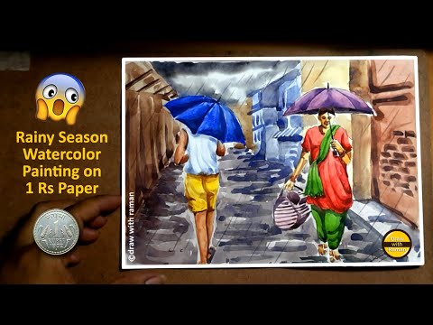 Easy Rainy Season Drawing | Watercolor Rainy Season Painting