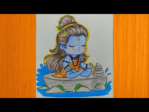 How to draw cute Lord Shiva||Easy drawing of Mahadev step by step#shivratri #shivparvati#art#mahadev