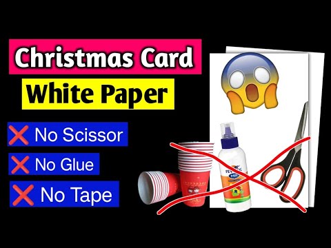 Merry christmas greeting card / handmade card making ideas / how to make White paper christmas card