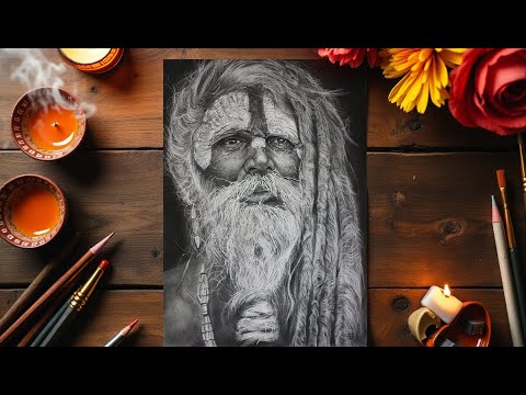 Drawing Sadhu Portrait