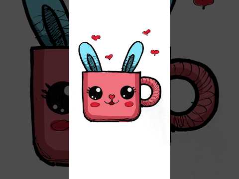 How to draw a rabbit cup kawaii