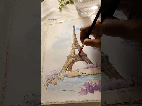 painting eiffel tower #shorts #youtubeshorts