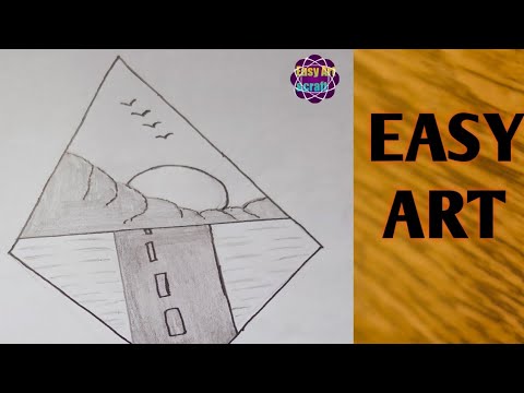 Kolay Karakalem Manzara Cizimi Nasil Yapilir _ How To Make Pencil Sketch Landscape Scenery(Easy Art)