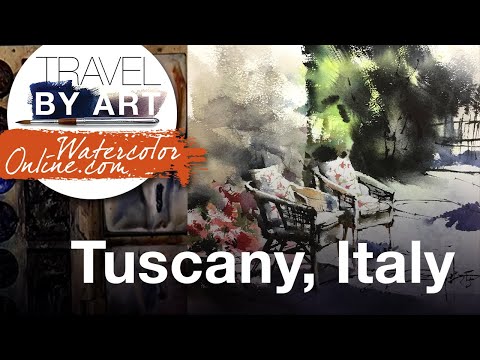 #270 Travel By Art, Ep. 122: Tuscany, Italy (Watercolor Landscape Demo)