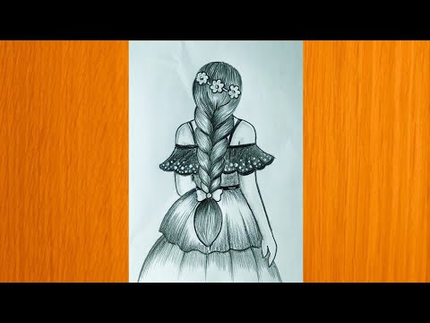 How to a girl with braided hair || girl drawing ||pencil drawing || back side fashion girl drawing