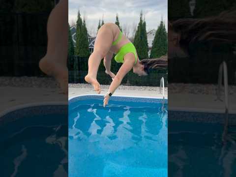 Fancy High Dive SPLITS JUMP into the FREEZING Cold Swimming Pool #shorts