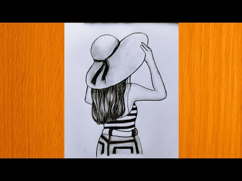 How to draw a fashion with  hat - step by step || Pencil sketch ||fashion girl drawing  || drawing