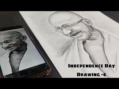 Gandhi jayanti drawing,How To Draw Mahatma Gandhi step by step, Mahatma Gandhi drawing