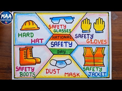 National Safety Day Drawing | National Safety Day Poster Drawing | How to Draw Safetyfirst easy step