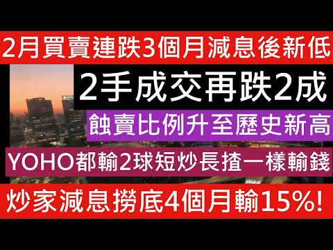 迷信減息會刺激樓市反彈 炒家短炒4個月輸15%!綠楊新邨短炒輸2成,七年業主都係輸2成!輸2球!傲瀧豪宅蝕3成!7年虧蝕600萬 屯門上源炒家又輸2球!YOHO真鐵路盤都輸球半 樓市分析 樓盤傳真 七