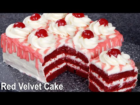 Red Velvet Cake Recipe | How to Make Red Velvet Cake at Home with Cream Cheese Frosting