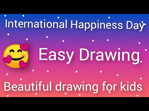 International day of happiness day poster | smile drawing | easy drawing | step by step | for kids.