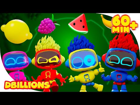 Yummy Fruits and Vegetables with Robots | Mega Compilation | D Billions Kids Songs