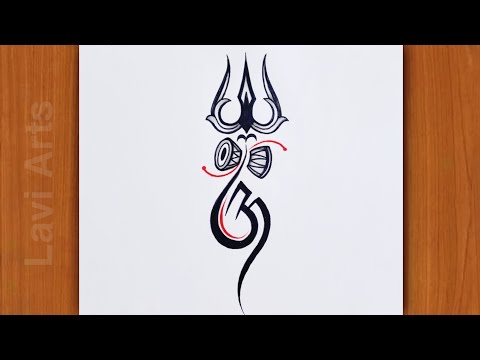 How to Make Lord Shiva Tattoo | Trishul , Damroo, Ohm Drawing | Mahadev drawing | Drawing ideas