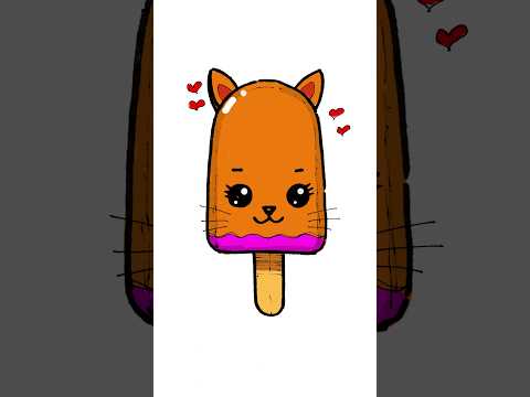 How to draw a cute kitten ice cream