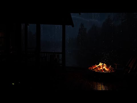 Rain and Thunder | The Relaxing Sound Of Rain by the Balcony w/ Fireplace Helps Sleep Well & Focus🔥