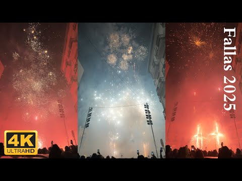 Fallas de Valencia: Fuegos Artificiales Nocturnos en 4K | Falla Convento Jerusalén