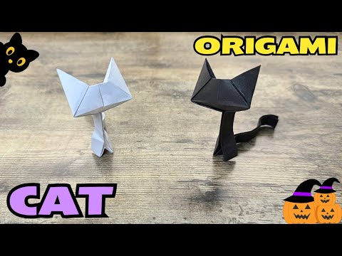 ORIGAMI BLACK CAT SPOOKY HALLOWEEN TUTORIAL | DIY ORIGAMI HALLOWEEN CAT STEP BY STEP EASY TUTORIAL