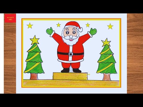 Merry Christmas Drawing Easy || Santa Claus Drawing Very Easy ||  Santa Claus Drawing ||