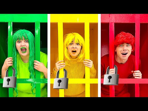 One Color Only! 24 Hours in Jail Challenge Red Vs Blue | Funny Situations by Crafty Hacks