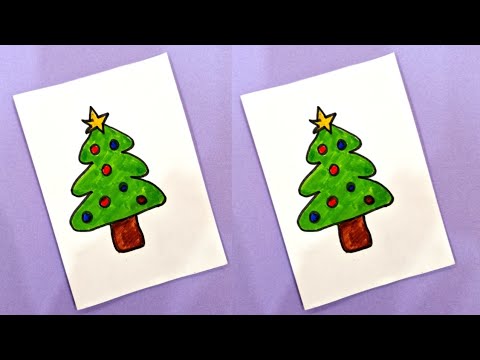 How to draw a Christmas Tree🎄  Christmas Drawing / Christmas Tree Drawing #christmas #merrychristmas