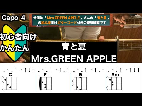 青と夏/Mrs.GREEN APPLE/ギター/コード/弾き語り/初心者向け/簡単