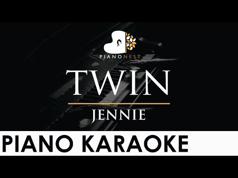 JENNIE - twin - Piano Karaoke Instrumental Cover with Lyrics