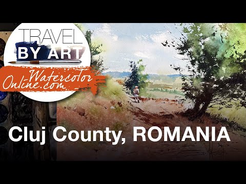 #253 Travel By Art, Ep. 109: Cluj County, Romania (Watercolor Landscape Demo)