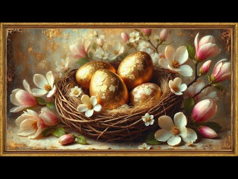 Vintage Easter Eggs TV Art Wallpaper | 4K Gold Framed Art Screensaver | Relaxing Spring Ambience