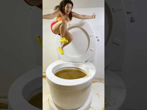 I JUMPED SUPER HIGH into the Giant Toilet Filled with COCA COLA #shorts