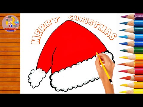 How to draw Santa clause Cap | Santa Hat Drawing for kids | #drawing #merrychristmas #christmas