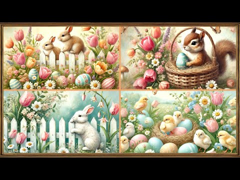 Vintage Easter Slideshow | Relaxing Piano & Nature Sounds | 4K Frame TV Easter Screensaver