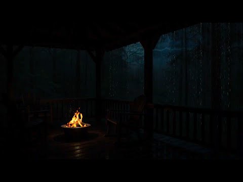 🌿🌧️Tranquil Forest Hideaway | Soft Rain, Rolling Thunder & Warm Firelight for Ultimate Relaxation 🔥✨