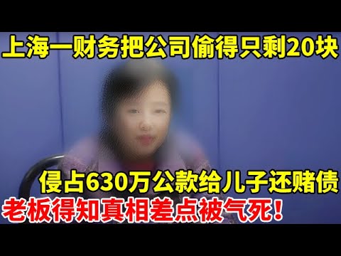 上海一财务把公司偷得只剩20块,侵占630万公款,只为给儿子还赌债!老板当场差点被气死【警察实录】